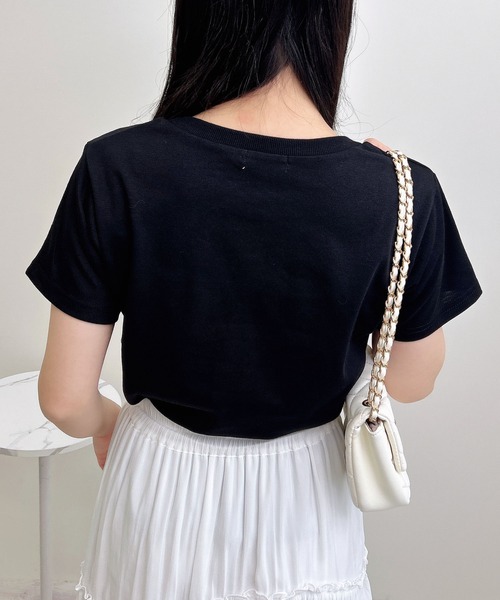 INGNI(イング)の「ラインストーンロゴTシャツ(Tシャツ/カットソー・レディース・ライトピンク/ブラック/オフホワイト・M)」の13枚目の写真