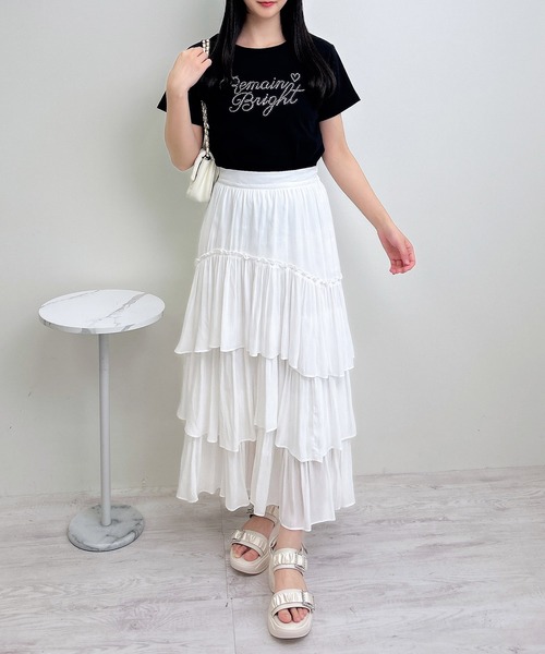 INGNI(イング)の「ラインストーンロゴTシャツ(Tシャツ/カットソー・レディース・ライトピンク/ブラック/オフホワイト・M)」の14枚目の写真
