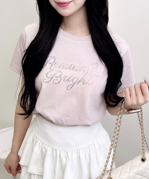 INGNI(イング)の「ラインストーンロゴTシャツ(Tシャツ/カットソー・レディース・ライトピンク/ブラック/オフホワイト・M)」の17枚目の写真