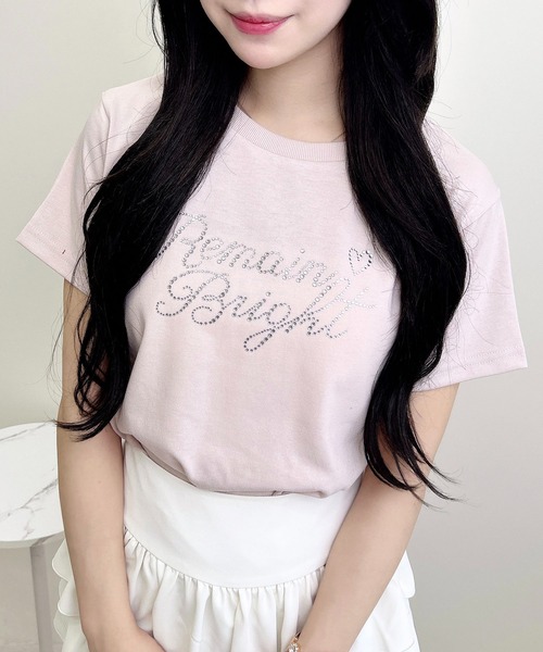 INGNI(イング)の「ラインストーンロゴTシャツ(Tシャツ/カットソー・レディース・ライトピンク/ブラック/オフホワイト・M)」の18枚目の写真