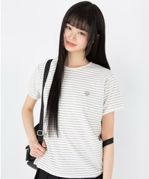 muahmuah([A[A)A'GEM/9 × .kom wmuah muah/[A[AxCOMFORT STRIPE HALF T-SHIRT/RtH[g{[_[ TEE(TVc/Jbg\[)