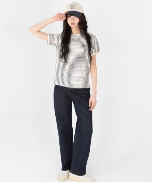 muahmuah（ムーアムーア）の「A'GEM/9 × .kom 『muah muah/ムーアムーア』COMFORT STRIPE HALF T-SHIRT/コンフォートボーダー TEE（Tシャツ/カットソー・レディース・ネイビー/グレー/ブラック・FREE）」の6枚目の写真