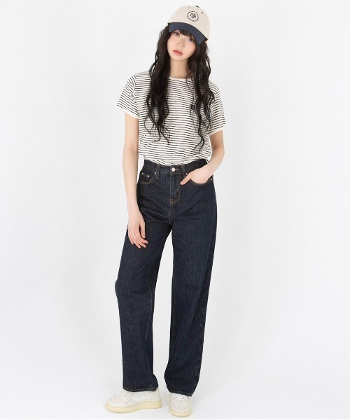 muahmuah（ムーアムーア）の「A'GEM/9 × .kom 『muah muah/ムーアムーア』COMFORT STRIPE HALF T-SHIRT/コンフォートボーダー TEE（Tシャツ/カットソー・レディース・ネイビー/グレー/ブラック・FREE）」の7枚目の写真