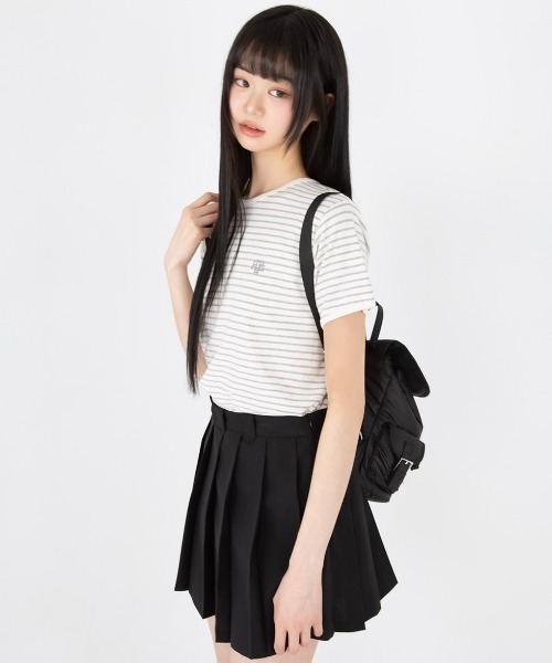 muahmuah（ムーアムーア）の「A'GEM/9 × .kom 『muah muah/ムーアムーア』COMFORT STRIPE HALF T-SHIRT/コンフォートボーダー TEE（Tシャツ/カットソー・レディース・ネイビー/グレー/ブラック・FREE）」の9枚目の写真