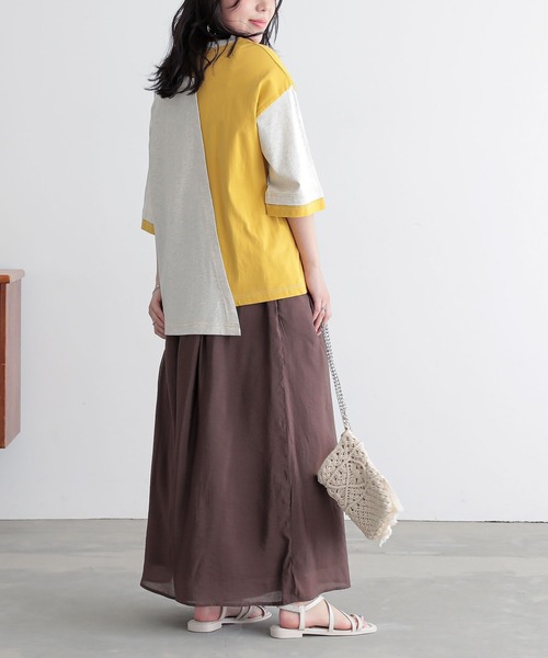n'OrLABEL(ノアールレーベル)の「配色アシメ切替カットソー(Tシャツ/カットソー・レディース・ブラック/ネイビー/オートミール・FREE)」の8枚目の写真