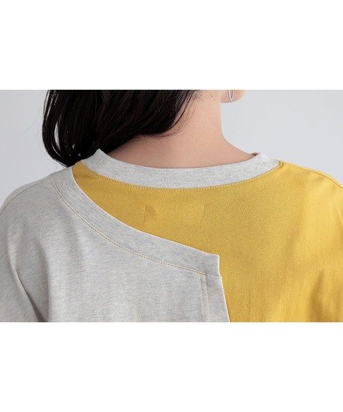 n'OrLABEL(ノアールレーベル)の「配色アシメ切替カットソー(Tシャツ/カットソー・レディース・ブラック/ネイビー/オートミール・FREE)」の10枚目の写真