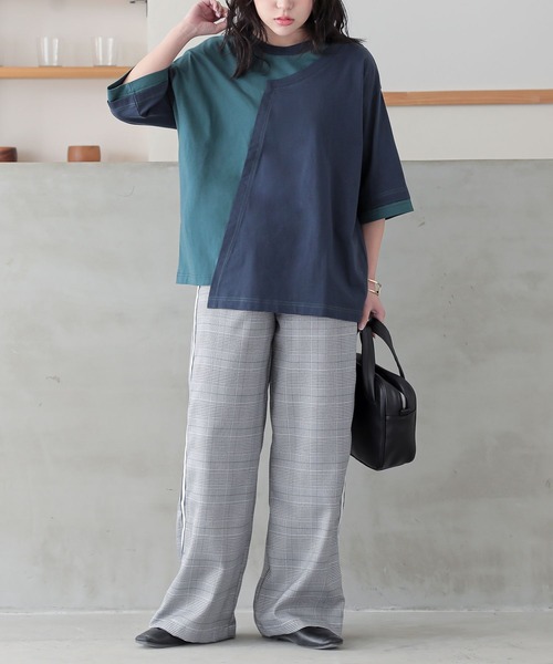 n'OrLABEL(ノアールレーベル)の「配色アシメ切替カットソー(Tシャツ/カットソー・レディース・ブラック/ネイビー/オートミール・FREE)」の13枚目の写真