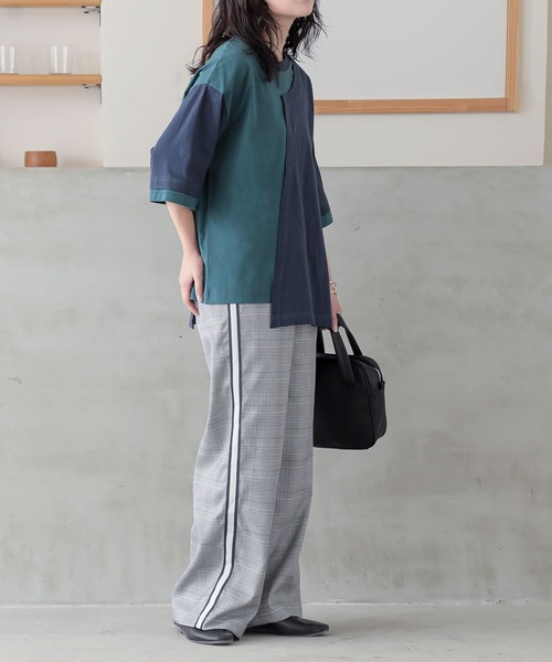 n'OrLABEL(ノアールレーベル)の「配色アシメ切替カットソー(Tシャツ/カットソー・レディース・ブラック/ネイビー/オートミール・FREE)」の14枚目の写真