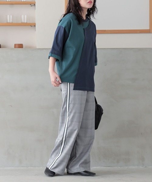 n'OrLABEL(ノアールレーベル)の「配色アシメ切替カットソー(Tシャツ/カットソー・レディース・ブラック/ネイビー/オートミール・FREE)」の15枚目の写真