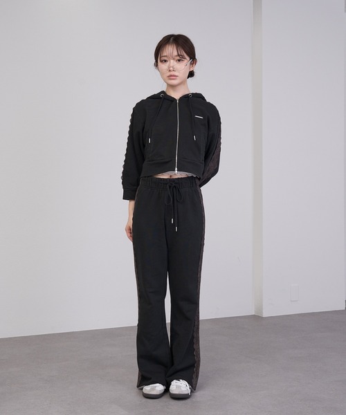 RAY CASSIN（レイカズン）の「【セットアップ対応】ピグメントレースフレアスウェットパンツ（スウェットパンツ・レディース・ブラック/グレー/ピンク・FREE）」の22枚目の写真