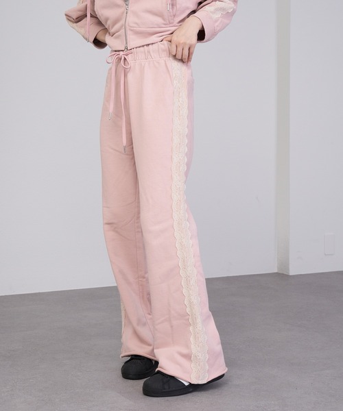 RAY CASSIN（レイカズン）の「【セットアップ対応】ピグメントレースフレアスウェットパンツ（スウェットパンツ・レディース・ブラック/グレー/ピンク・FREE）」の19枚目の写真