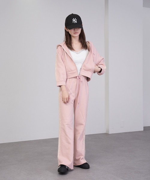 RAY CASSIN（レイカズン）の「【セットアップ対応】ピグメントレースフレアスウェットパンツ（スウェットパンツ・レディース・ブラック/グレー/ピンク・FREE）」の14枚目の写真