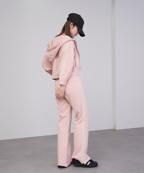 RAY CASSIN（レイカズン）の「【セットアップ対応】ピグメントレースフレアスウェットパンツ（スウェットパンツ・レディース・ブラック/グレー/ピンク・FREE）」の15枚目の写真