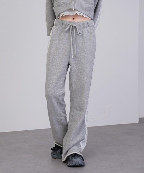 RAY CASSIN（レイカズン）の「【セットアップ対応】ピグメントレースフレアスウェットパンツ（スウェットパンツ・レディース・ブラック/グレー/ピンク・FREE）」の7枚目の写真