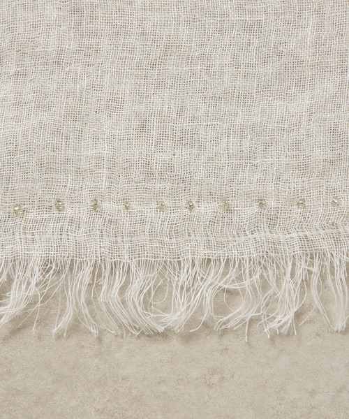 COLLAGE GALLARDAGALANTE（コラージュガリャルダガランテ）の「ビーズリネンストール（ストール/ショール・レディース・ブルー/オフホワイト・FREE）」の4枚目の写真