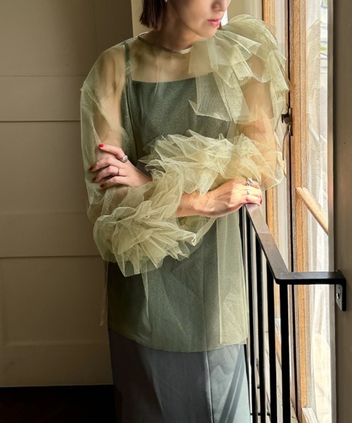 DONOBAN（ドノバン）の「【ANDRESD】blooming tulle dress［ブルーミングチュールドレス］（ドレス・レディース・ブラック/ライトブルー/オリーブ/ベージュ/オレンジ・S/M/L）」の18枚目の写真