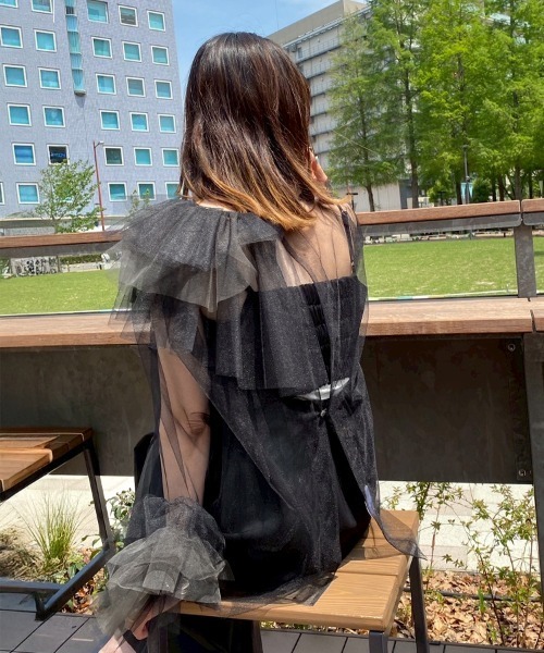 DONOBAN（ドノバン）の「【ANDRESD】blooming tulle dress［ブルーミングチュールドレス］（ドレス・レディース・ブラック/ライトブルー/オリーブ/ベージュ/オレンジ・S/M/L）」の9枚目の写真