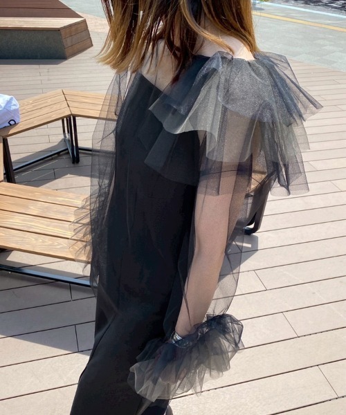 DONOBAN（ドノバン）の「【ANDRESD】blooming tulle dress［ブルーミングチュールドレス］（ドレス・レディース・ブラック/ライトブルー/オリーブ/ベージュ/オレンジ・S/M/L）」の12枚目の写真