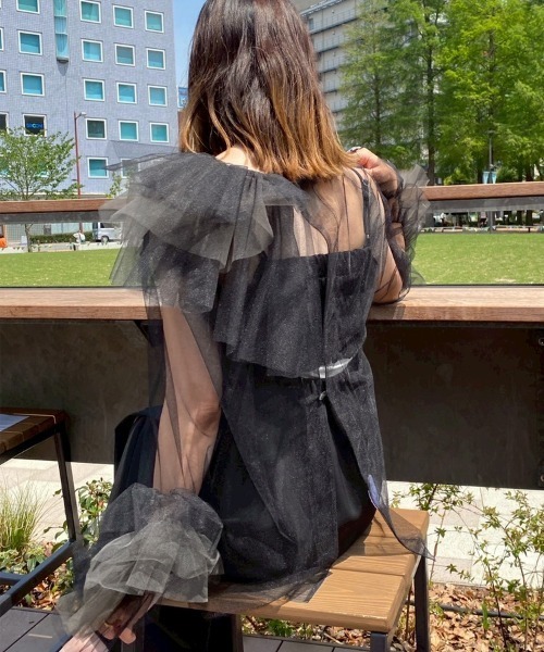 DONOBAN（ドノバン）の「【ANDRESD】blooming tulle dress［ブルーミングチュールドレス］（ドレス・レディース・ブラック/ライトブルー/オリーブ/ベージュ/オレンジ・S/M/L）」の7枚目の写真