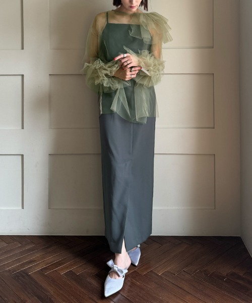 DONOBAN（ドノバン）の「【ANDRESD】blooming tulle dress［ブルーミングチュールドレス］（ドレス・レディース・ブラック/ライトブルー/オリーブ/ベージュ/オレンジ・S/M/L）」の17枚目の写真