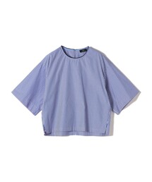 SHIPS - SHIPS  ストライプクルーネックブラウス セール】SHIPS: ハニカム ストライプ オープンカラー シャツ