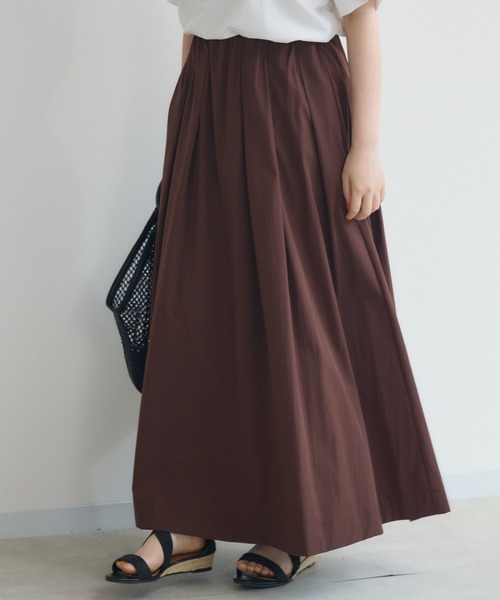 KATHARINE ROSS(キャサリンロス)の「【KATHARINE ROSS】COOL撥水タックギャザースカート(スカート・レディース・ブラウン/カーキ/ブルー・MEDIUM)」の1枚目の写真