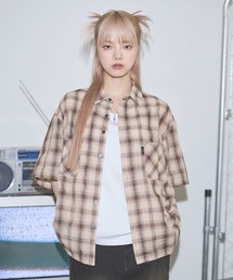 ボックスシルエット五分丈チェックシャツ【UNISEX】