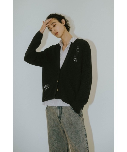 Knuth Marf（クヌースマーフ）の「shirt docking damage cardigan(unisex)（カーディガン/ボレロ・レディース・チャコール/ブラック・MEDIUM/SMALL）」の11枚目の写真