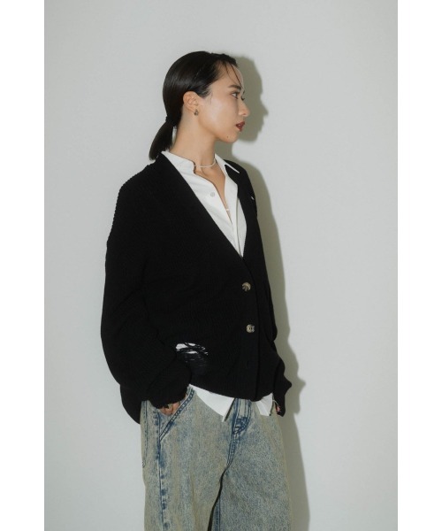 Knuth Marf（クヌースマーフ）の「shirt docking damage cardigan(unisex)（カーディガン/ボレロ・レディース・チャコール/ブラック・MEDIUM/SMALL）」の18枚目の写真