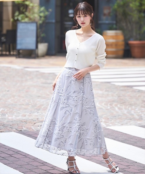 SWINGLE（スウィングル）の「Vネックエレガンスラメリブニットカーディガン（カーディガン/ボレロ・レディース・オフホワイト/ライトグレー/ピンク/ネイビー・FREE）」の6枚目の写真