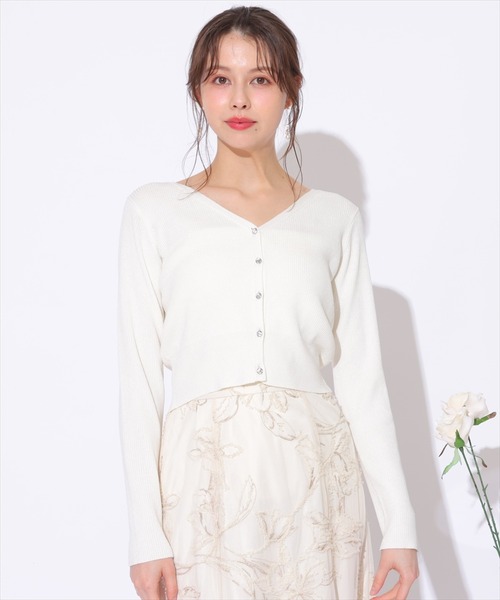 SWINGLE（スウィングル）の「Vネックエレガンスラメリブニットカーディガン（カーディガン/ボレロ・レディース・オフホワイト/ライトグレー/ピンク/ネイビー・FREE）」の10枚目の写真