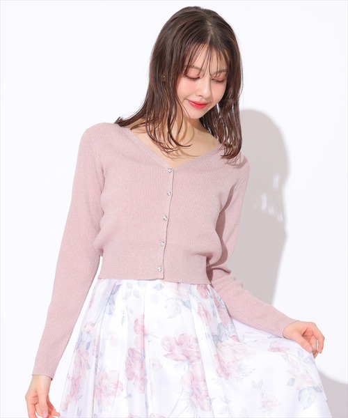 SWINGLE（スウィングル）の「Vネックエレガンスラメリブニットカーディガン（カーディガン/ボレロ・レディース・オフホワイト/ライトグレー/ピンク/ネイビー・FREE）」の13枚目の写真