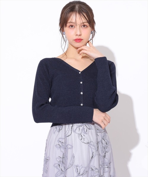 SWINGLE（スウィングル）の「Vネックエレガンスラメリブニットカーディガン（カーディガン/ボレロ・レディース・オフホワイト/ライトグレー/ピンク/ネイビー・FREE）」の20枚目の写真