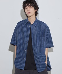 【SLICK/スリック】Linen Washer Stripe Regular Collar Shirt / リネンワッシャーストライプレギュラーカラーシャツ