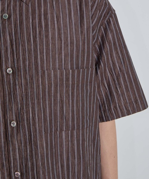 SLICK（スリック）の「【SLICK/スリック】Linen Washer Stripe Regular Collar Shirt / リネンワッシャーストライプレギュラーカラーシャツ（シャツ/ブラウス・メンズ・ネイビー/ブラウン/サックスブルー・1/2/3）」の13枚目の写真