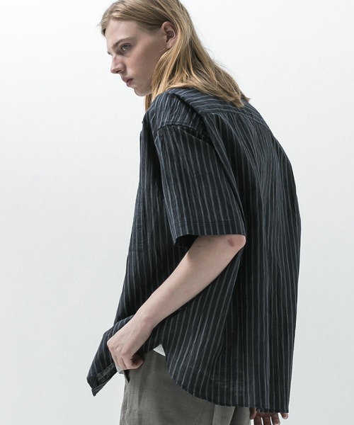 SLICK（スリック）の「【SLICK/スリック】Linen Washer Stripe Regular Collar Shirt / リネンワッシャーストライプレギュラーカラーシャツ（シャツ/ブラウス・メンズ・ネイビー/ブラウン/サックスブルー・1/2/3）」の19枚目の写真