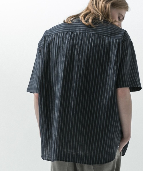 SLICK（スリック）の「【SLICK/スリック】Linen Washer Stripe Regular Collar Shirt / リネンワッシャーストライプレギュラーカラーシャツ（シャツ/ブラウス・メンズ・ネイビー/ブラウン/サックスブルー・1/2/3）」の20枚目の写真