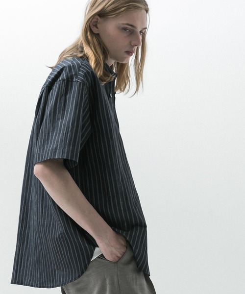 SLICK（スリック）の「【SLICK/スリック】Linen Washer Stripe Regular Collar Shirt / リネンワッシャーストライプレギュラーカラーシャツ（シャツ/ブラウス・メンズ・ネイビー/ブラウン/サックスブルー・1/2/3）」の21枚目の写真