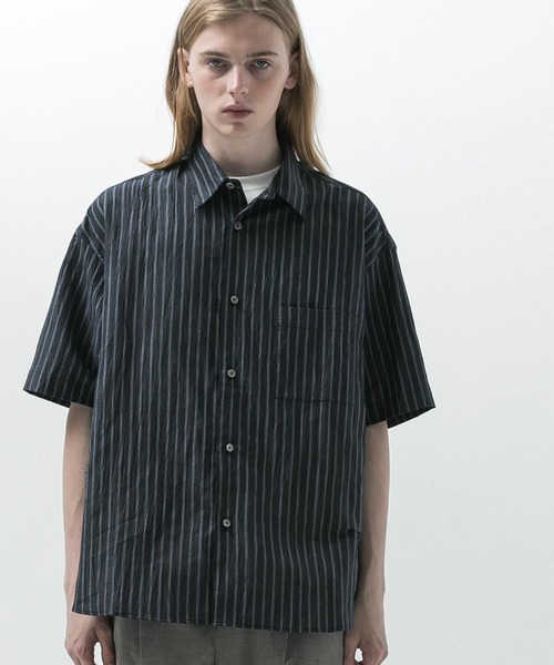 SLICK（スリック）の「【SLICK/スリック】Linen Washer Stripe Regular Collar Shirt / リネンワッシャーストライプレギュラーカラーシャツ（シャツ/ブラウス・メンズ・ネイビー/ブラウン/サックスブルー・1/2/3）」の22枚目の写真