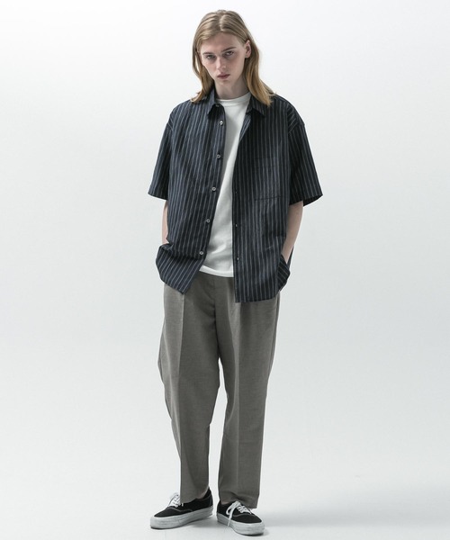 セール】【SLICK/スリック】Linen Washer Stripe Regular Collar