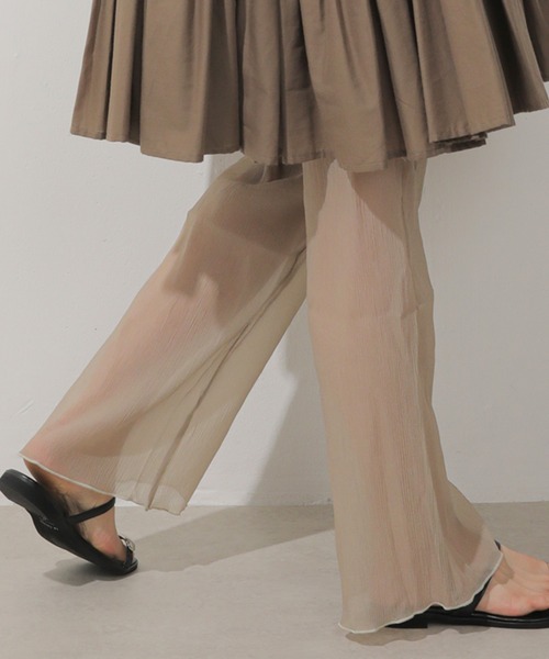 Monocoro toppi(モノコロトッピ)の「クレープシフォン シアー レギンスパンツ(レギンス/スパッツ・レディース・カーキ/グレー/チャコールグレー・フリー)」の15枚目の写真