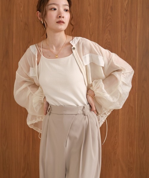 Bab（バブ）の「パット付きアシメキャミソール（キャミソール・レディース・ベージュ/ライトグレー・FREE）」の9枚目の写真