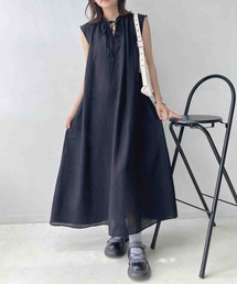 AS KNOW AS plus | ●ひんやり冷感素材 リボン結び ギャザーカフタンノースリーブワンピース(ワンピース)