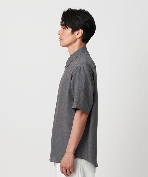 ツイスト リネンブレンド キャンプカラーフォルム シャツ