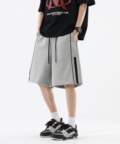 HOOK（フック）の「サイドラインスウェットショートパンツ (SS)（スウェットパンツ・メンズ・ブラック/杢グレー・LARGE/MEDIUM/X-LARGE）」の2枚目の写真