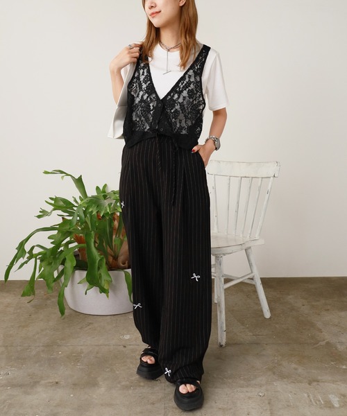 ROOPTOKYO(ループトウキョウ)の「花柄メッシュベスト付き Tシャツ 秋物 秋服 2026年秋冬(Tシャツ/カットソー・レディース・ホワイト/グレー・FREE)」の12枚目の写真