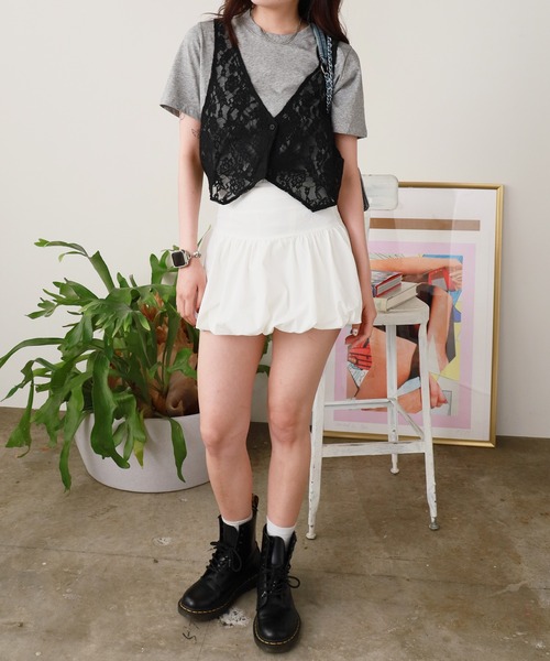 ROOPTOKYO(ループトウキョウ)の「花柄メッシュベスト付き Tシャツ 秋物 秋服 2026年秋冬(Tシャツ/カットソー・レディース・ホワイト/グレー・FREE)」の16枚目の写真