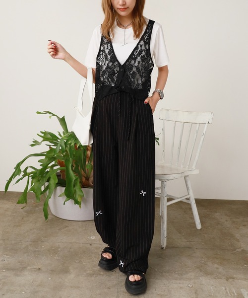 ROOPTOKYO(ループトウキョウ)の「花柄メッシュベスト付き Tシャツ 秋物 秋服 2026年秋冬(Tシャツ/カットソー・レディース・ホワイト/グレー・FREE)」の11枚目の写真