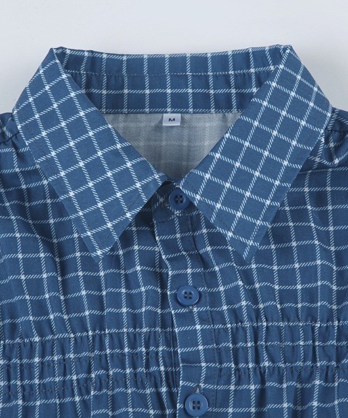 UP START（アップスタート）の「【LAMPOON】シャーリングチェックシャツ（シャツ/ブラウス・レディース・ブルー・MEDIUM/LARGE/SMALL）」の2枚目の写真