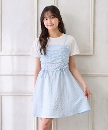 【連休限定セール】Chalmiere フリルロングワンピース　サックス　水色 LD351X17S_040_L.jpg